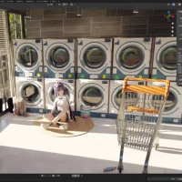 Blender动漫人物写实阳光洗衣房3D模型渲染场景工程源文件素材